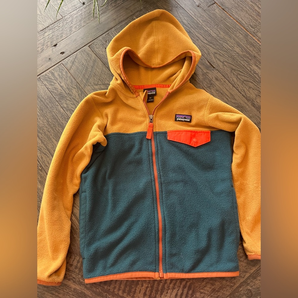 Patagonia Gold and Green Fleece Sweatshirt